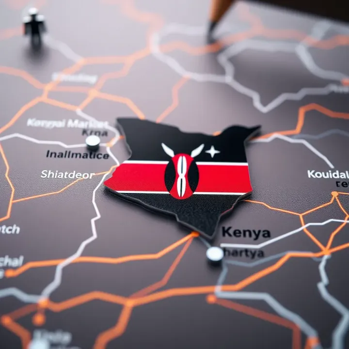 Binary Trading Landscape and Regulation in Kenya Map highlighting Kenya with icons representing financial markets and regulatory symbols