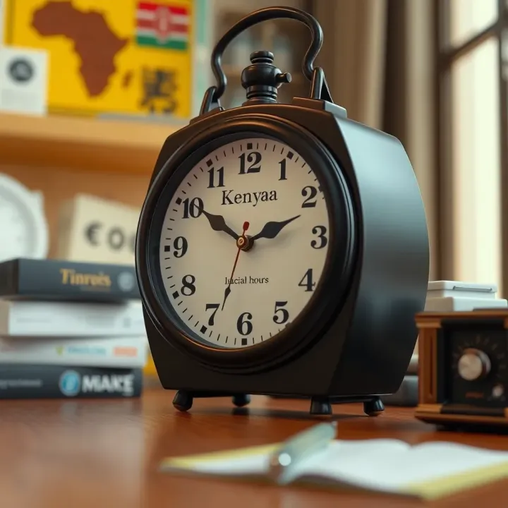 Clock displaying Kenyan local time alongside Asian trading session hours
