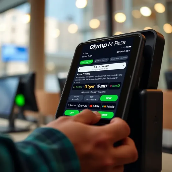 M-Pesa transaction interface integrated with Olymp Trade for seamless deposits and withdrawals