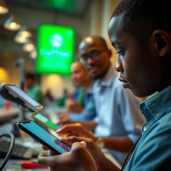 Kenyan trader using M-Pesa mobile payment to deposit funds into OlympTrade account