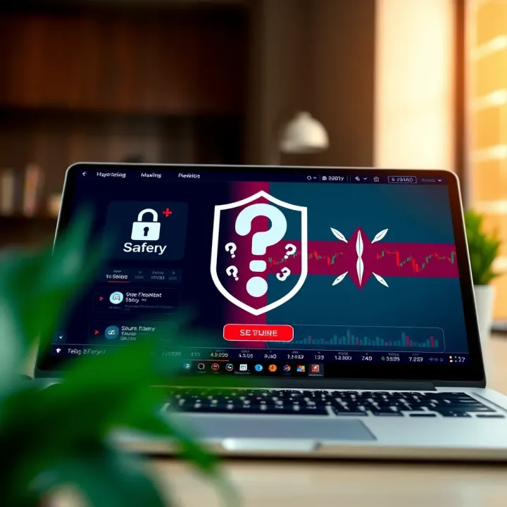 Conceptual graphic of a secure online trading platform interface with safety symbols and Kenyan flag