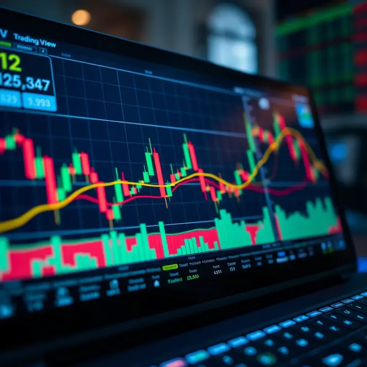 Chart displaying various technical indicators on the Deriv TradingView platform showing market trends and price movements