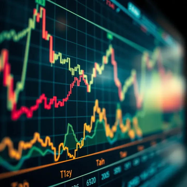 Chart showing currency exchange rates with upward trends