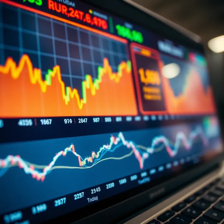 Graph showing currency exchange rates on a digital forex trading platform