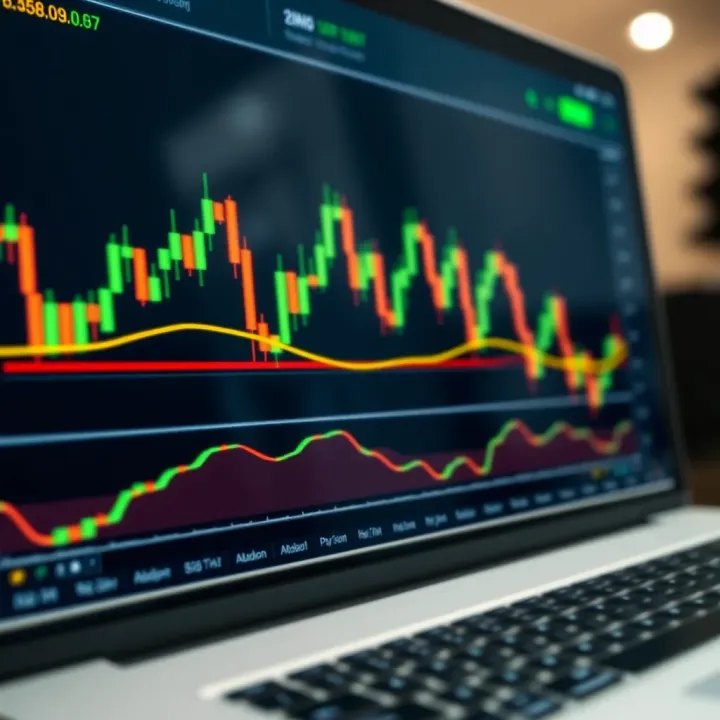 Interactive chart interface on TradingView showing candlestick patterns and volume indicators