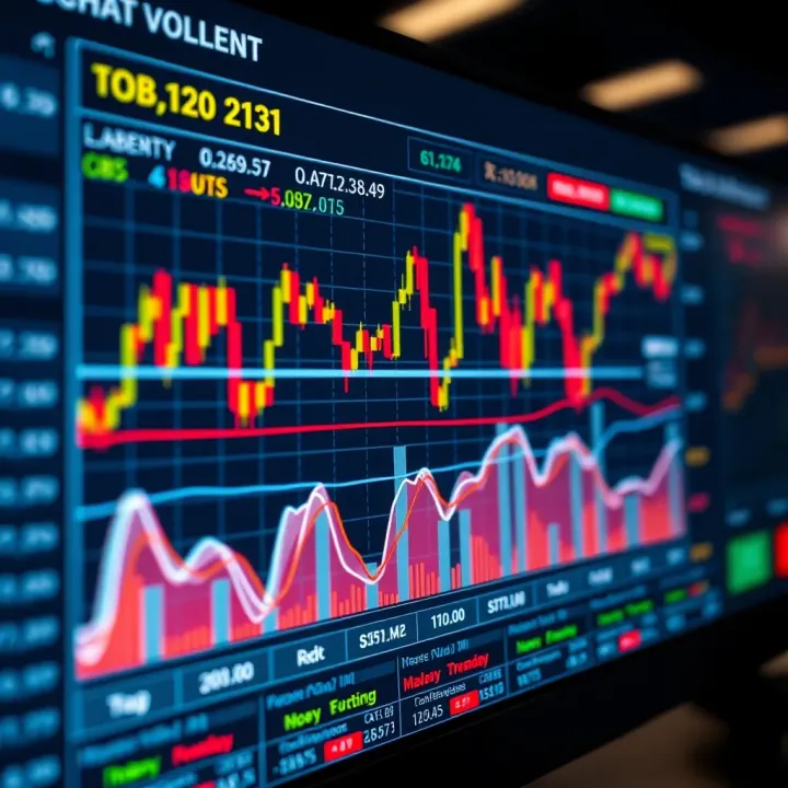 Interactive digital chart displaying various market trends and indicators for volatility analysis