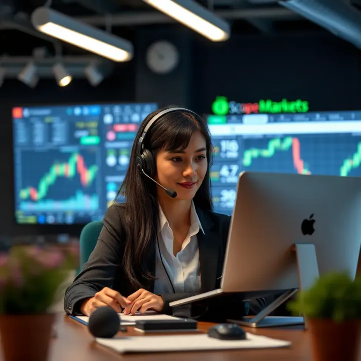 Customer support representative assisting client through online chat