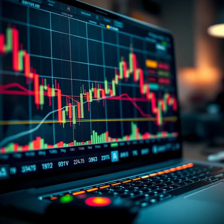 Illustration of digital trading interface displaying forex charts and currency pairs
