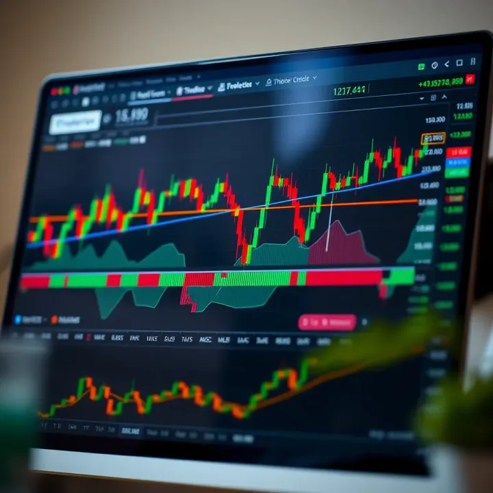 TradingView advanced chart interface displaying various technical indicators for binary options trading