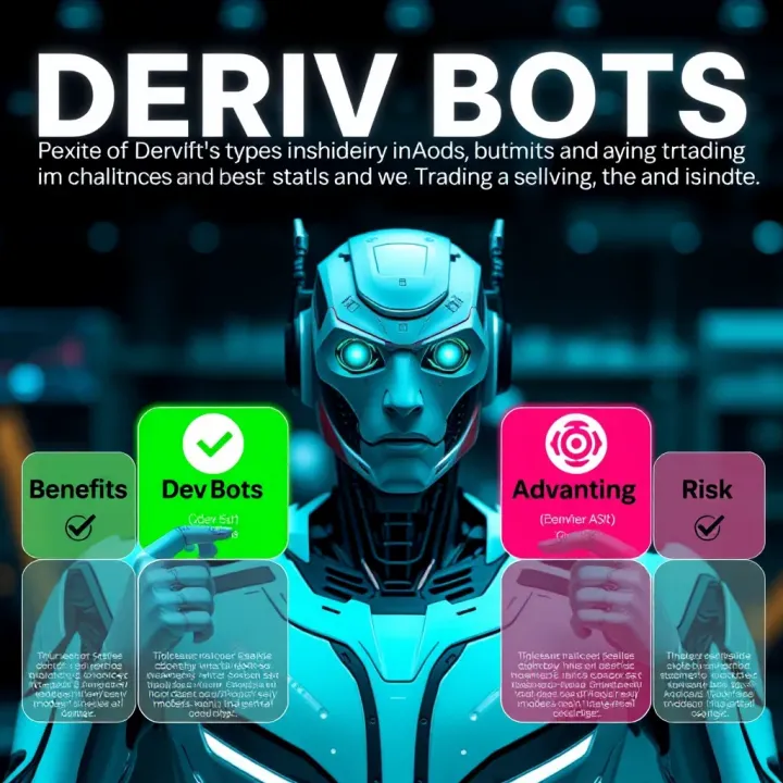 Visual representation of different types of Deriv bots with icons showing benefits and risks for traders