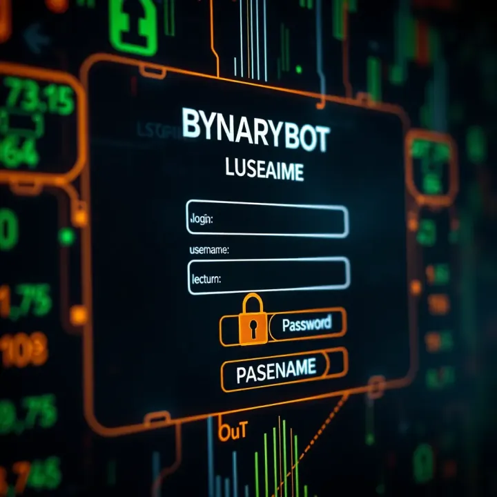Secure login interface displaying username and password fields for Binary Bot platform