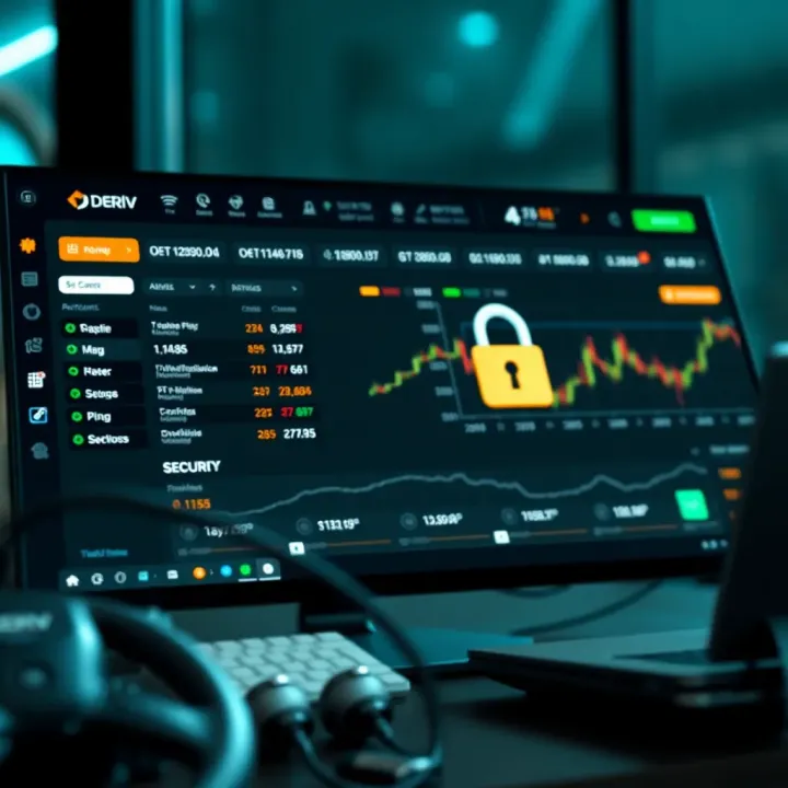 Dashboard overview showing trading options and account security features on Deriv