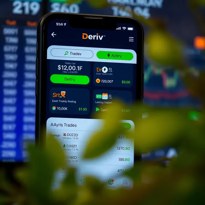 User interface of the Deriv trading app showing various trading options available for Kenyan traders