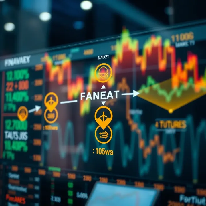 Conceptual diagram showing financial derivatives such as options and futures connecting markets and risk management