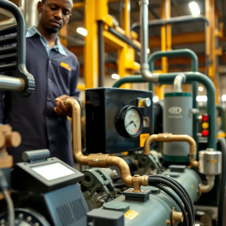 Industrial machinery powered by diesel fuel operating in a Kenyan manufacturing plant
