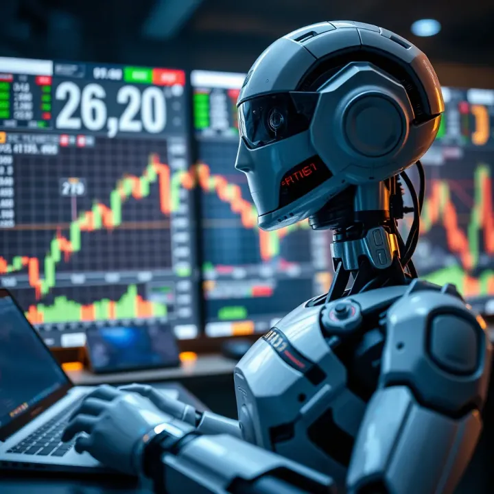 Conceptual illustration of software analyzing forex market data