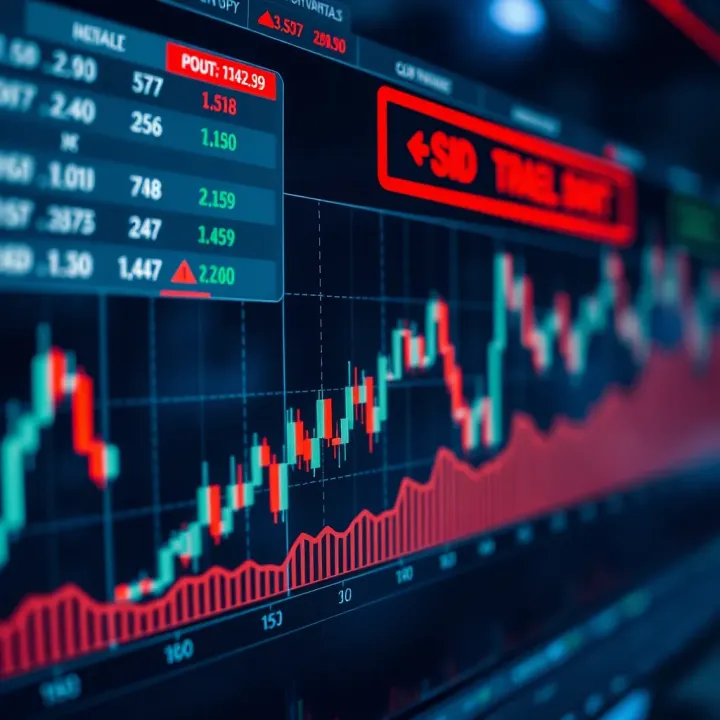 Graph showing currency exchange rates fluctuating over time