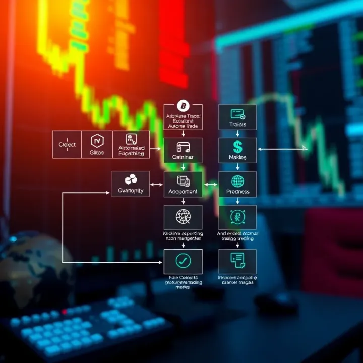 Diagram illustrating the workflow of a free trading bot executing automated trades on financial markets