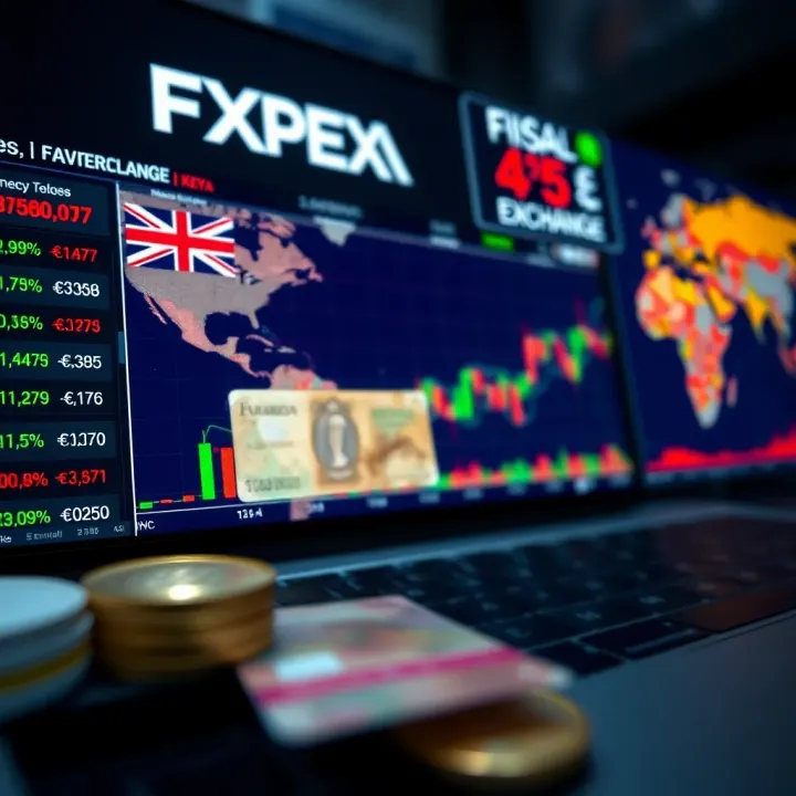 Digital representation of currency exchange with Kenyan Shilling and global currencies