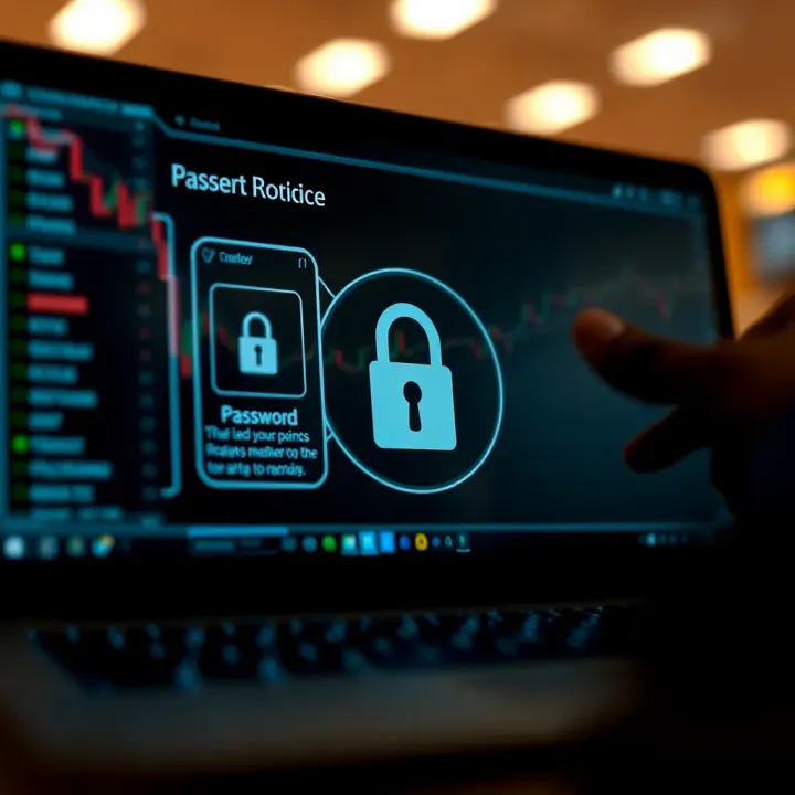 Illustration of account security features and password protection for Deriv platform