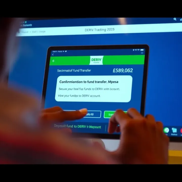 Secure confirmation screen showing successful fund transfer to DERIV account