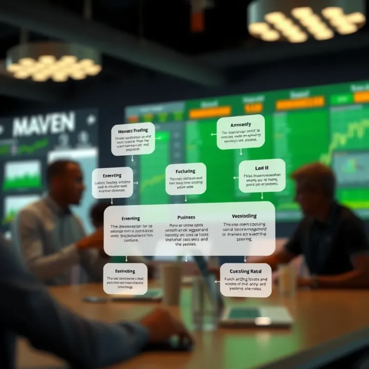 Diagram illustrating Maven Trading platform features and investor engagement