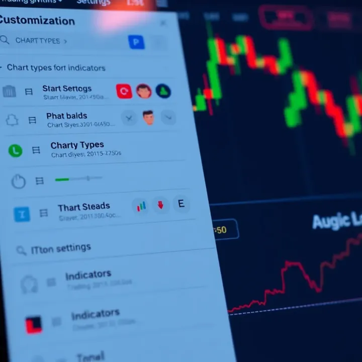 Customisation options panel in TradingView with settings for chart types and indicators