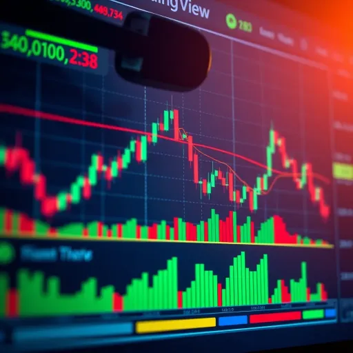 TradingView chart showing price movements with technical indicators and volume bars for financial analysis