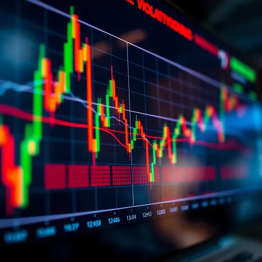 Graph showing real-time fluctuations in a financial volatility index on a digital screen