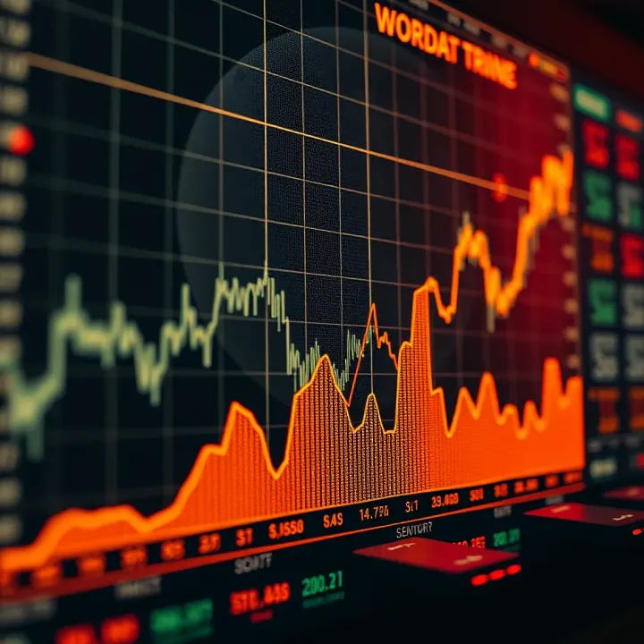 Graph showing upward and downward trends of Worldcoin price influenced by market shifts and investor sentiment