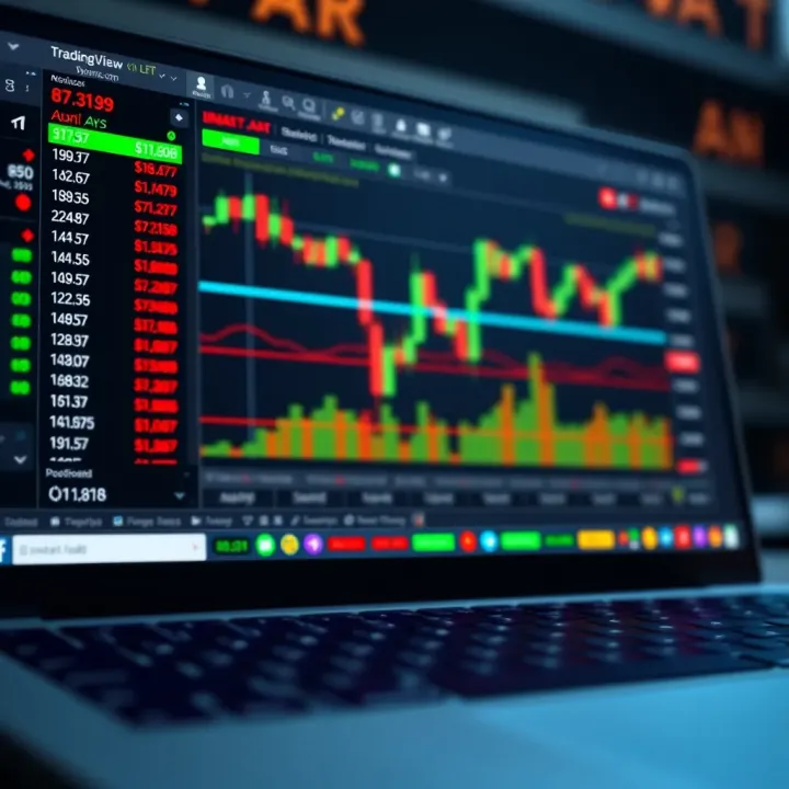 TradingView interface displaying binary options chart with technical indicators