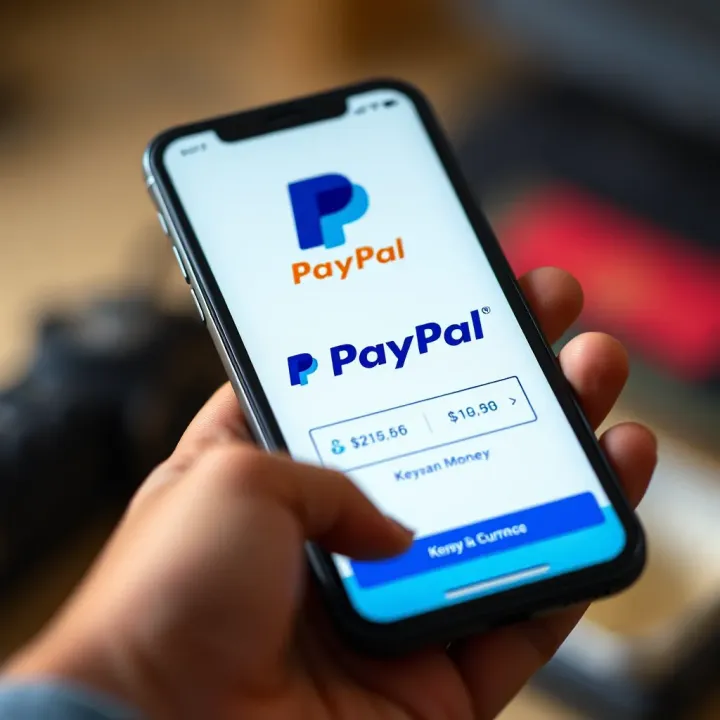 Mobile phone displaying PayPal app with Kenyan currency symbols