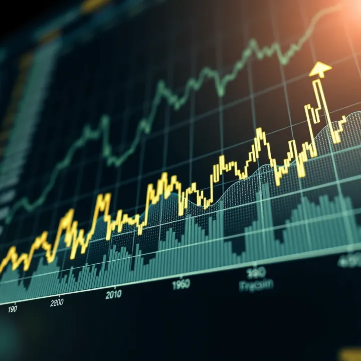 Graph showing upward and downward trends in cryptocurrency prices